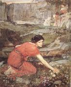 John William Waterhouse Study:Maiidens picking Flowers by a Stream (mk41) oil painting artist